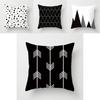 Premium Polyester Peach Skin Geometric Cushion Cover In Black White Gray For Elegant Touch