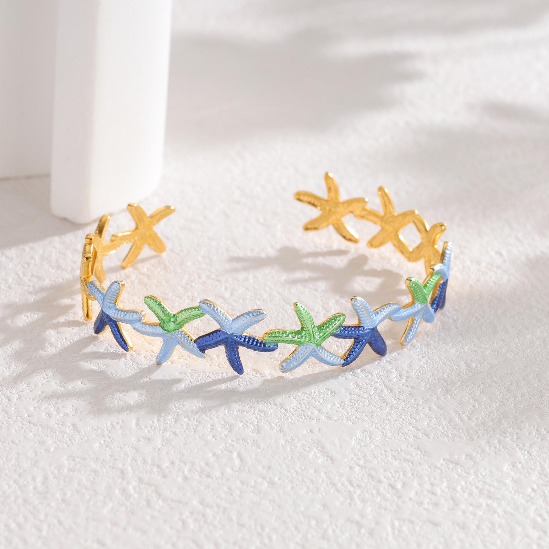 

Atoztide Multiple Styles Starfish Bracelet for Women Stainless Steel Statement Crab Flower Adjustable Cuff Bangle Jewelry Gift