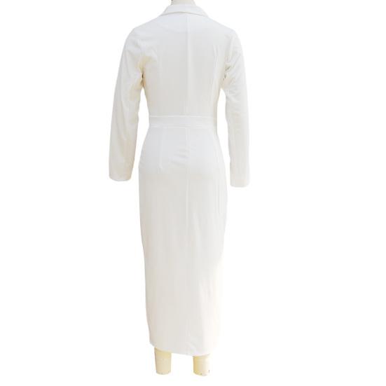 Dámské midi bodycon pouzdrové šaty klopa výstřih do V 3/4 rukáv kancelářské business formální koktejlové pracovní rozparek tužkové šaty