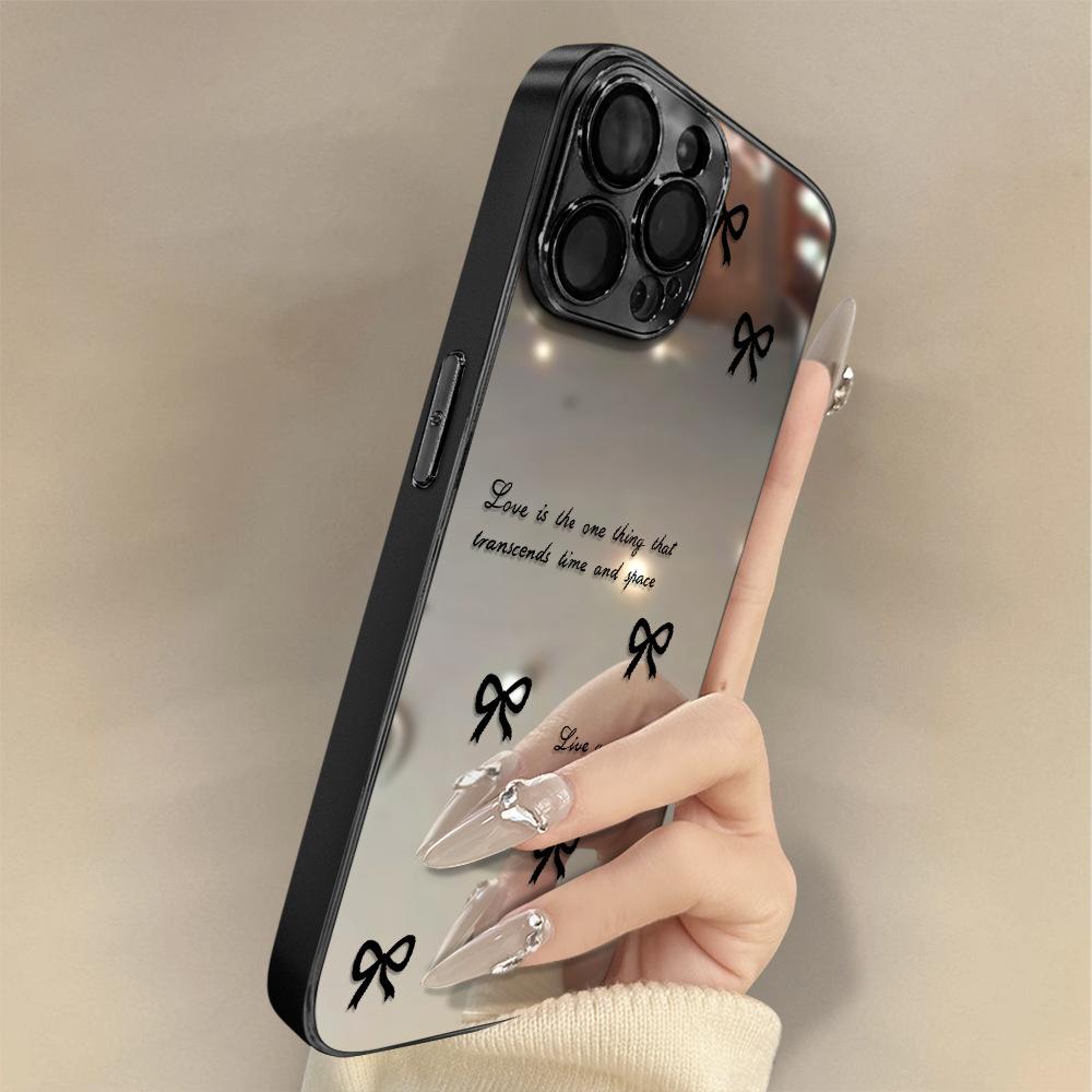 Simple Bow for Apple 16 Promax Personalized 15 New 14 Mobile Phone Case for IPhone 13 Mirror Creative