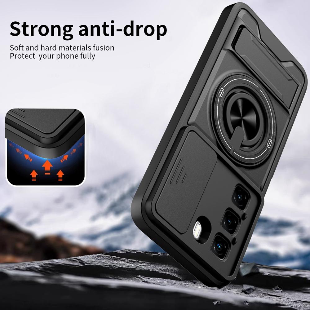 KEYSION Magnetic Phone Case for Infinix Hot 50 Pro+ 4G Hot 50 5G Slide Camera Protection Upright Kickstand Shockproof Back Cover