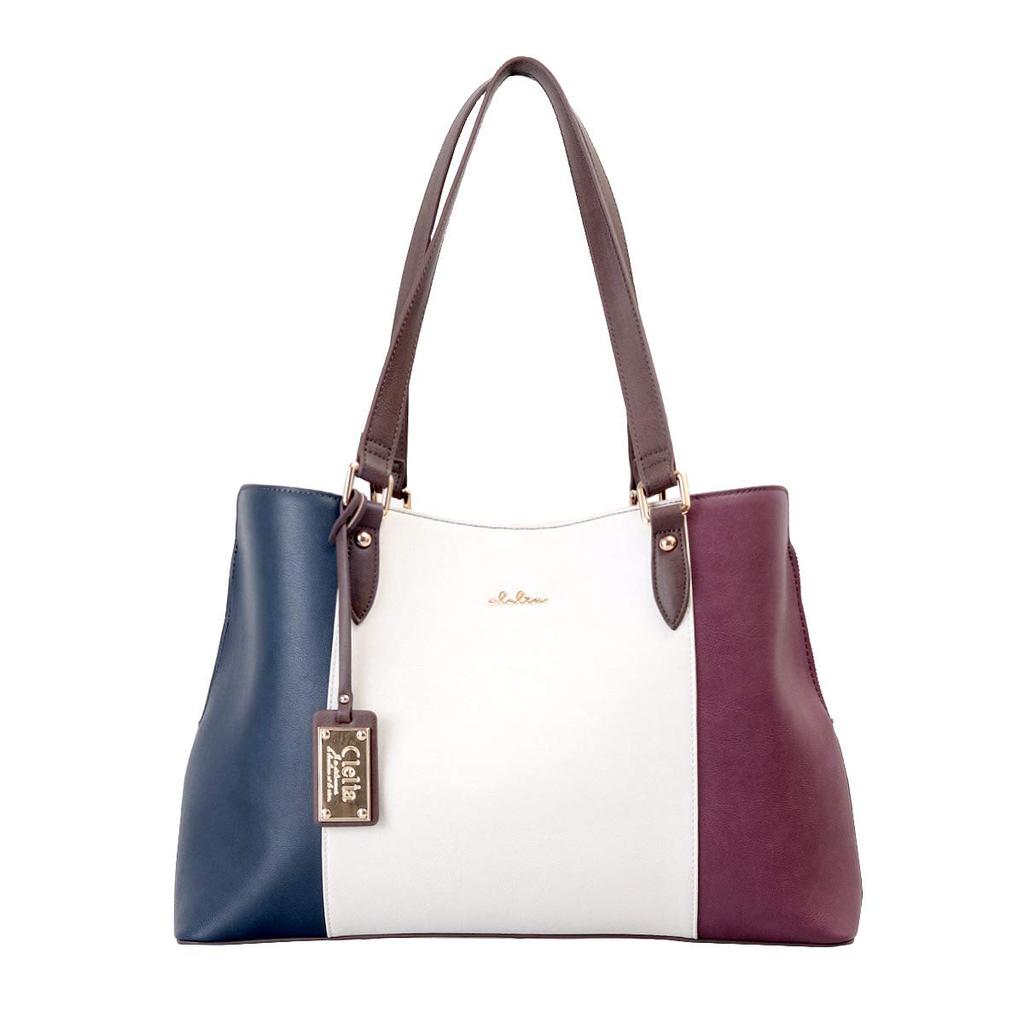 Tote Large A4 Tricolor Tote Liberte Series [Cleria] Women's Bag, Capacity, Compatible, Dividers, Mother's Bag, [CL-22720] (Royal Marine)