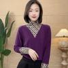 Women's 2024 Winter Patchwork Turtleneck Long-Sleeve T-Shirt: Stylish, Warm, and Versatile.