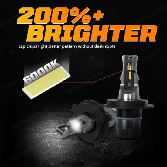 For Kia Spectra 2004-09 2x H4 LED Headlight Kit Bulbs High Low Beam 6500K White