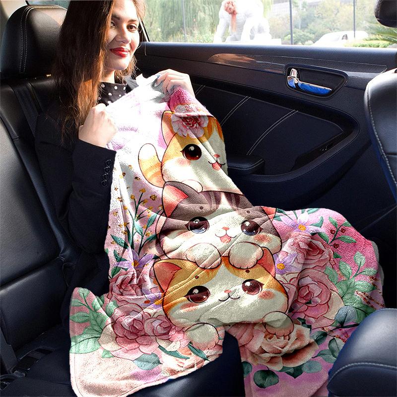 1pc Three Cute Cats Ideas Blanket, Softs for Bed Couch Sofa, Living Room, Travel, Camping, Car Blankets
