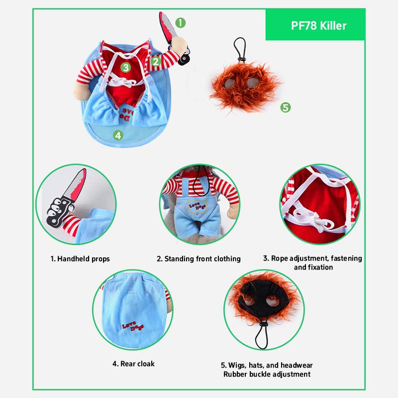 Funny Dog Winter Clothes Dog Cat Set Cosplay Costume Chucky Dog Keeping Warm Costume Suitable Small Medium Dogs Dachshund Teddy