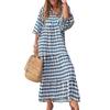 Summer Beach Dress Floral Print Bohemian Long Dress Loose V Neck Fashion Women