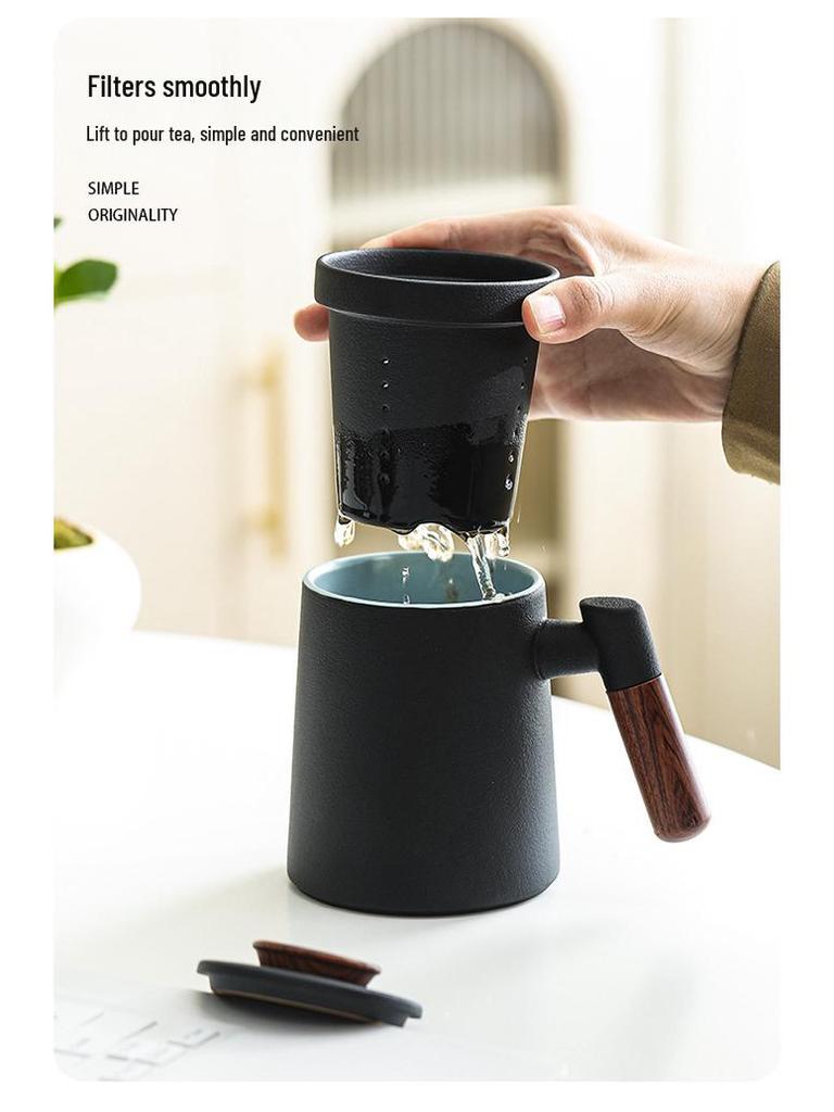 Large-Capacity Ceramic Tea Cup with Lid: Perfect Teacher Gift or Office Mug for Tea and Water Separation