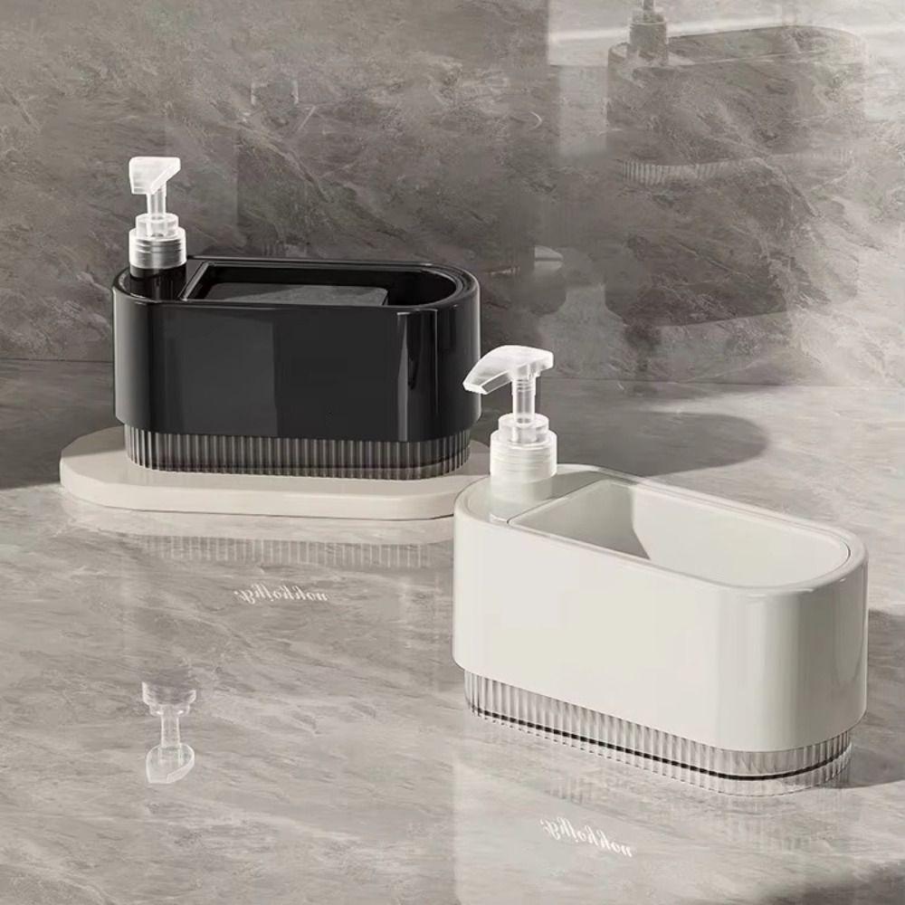 Plastic Kitchen Soap Dispenser with Sponge Holder Manual Press Soap Box  Countertop