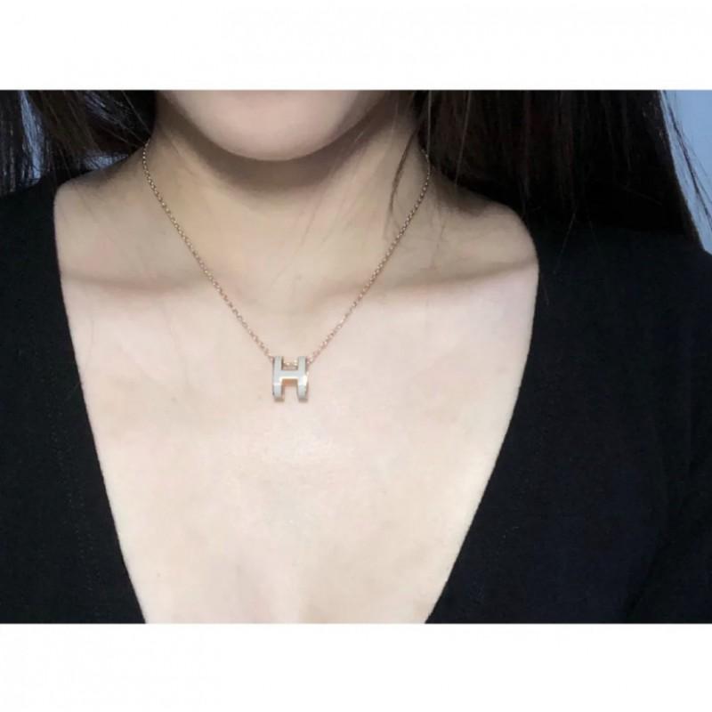 H Home Enamel Letter Necklace 18k Gold Plated Large Pendant Clavicle Chain Men Women