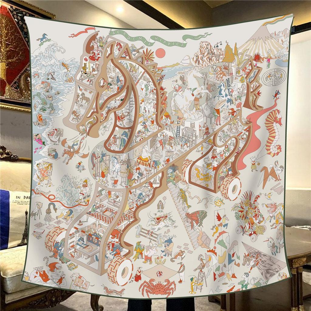 Sciarpa Quadrata da Donna in Finta Seta e Lana 110X110M Elegante Chic Lusso Regalo di Natale Compleanno Festa Ufficio Wrap Quotidiano