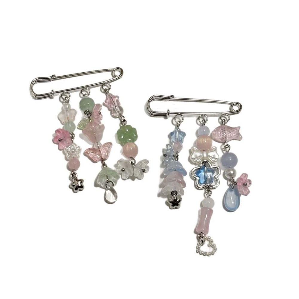 Bag Charm Beaded Bag Pins Handmade Beaded Brooch Fashion Outfit Y2k Stars Brooch  Backpack