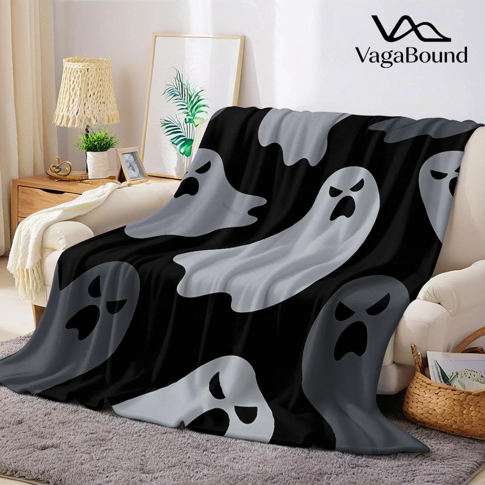 Spooky Halloween Ghosts Flannel Blanket Warm Soft Halloween Christmas All-Season Couch Decorative Cozy Warm Gift