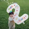White Outdoor Baby's First Birthday Number Balloons - Children’s Photo Prop and Birthday Decoration Scene