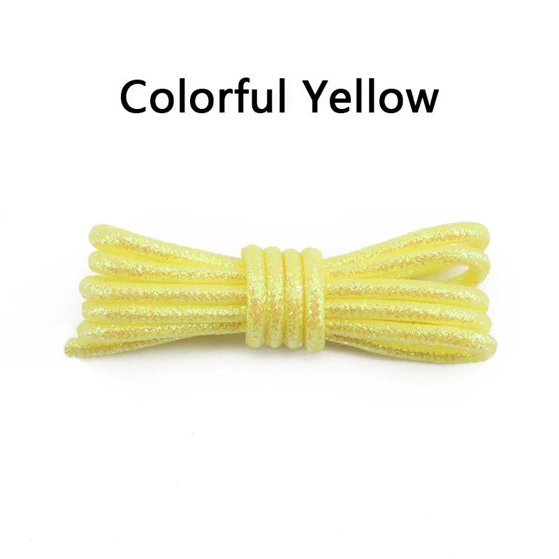 Round Glitter Shoelaces of Sneaker Trendy Bright White Colorful Lurex Shoelaces White Casual Sports Leather Running Shoes Laces