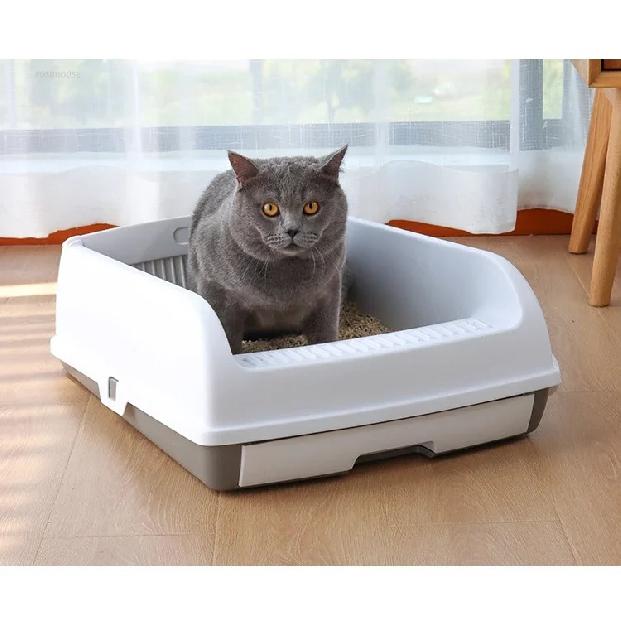 Semi-automatic Cat Litter Box Drawer Type Splash-proof Enclosed Tray Deodorizing Training Sandbox Pets Supplies Auto Cleaning