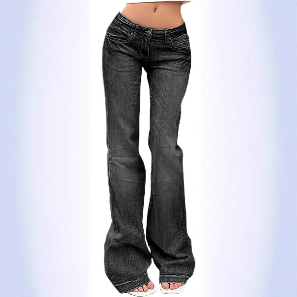 European and American retro Spice Girls flared pants slim and thin elastic jeans women's trousers