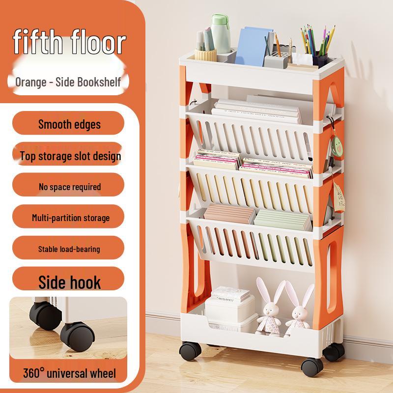 Universal Wheel Floor Storage Rack & Movable Bookshelf for Classroom or Table Side