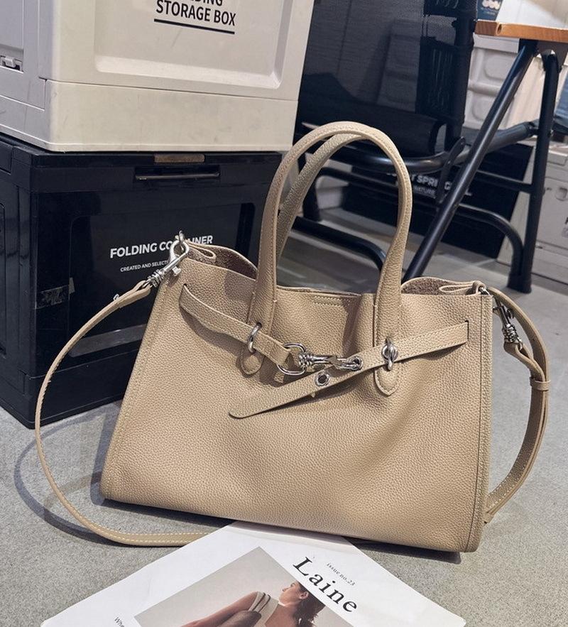 Tote Bag Women's 2025 New Leather First Layer Cowhide Versatile Premium Large-capacity Shoulder Portable Messenger Commuter Bag
