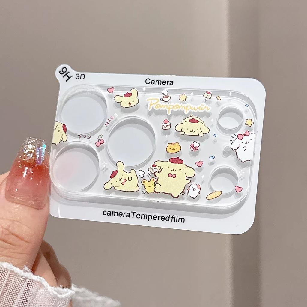 INS Korean Cute Cartoon Clear 9H HD Lens Tempered Glass Film For IPhone 17 Pro Max 16 15 14 Full Back Camera Protector