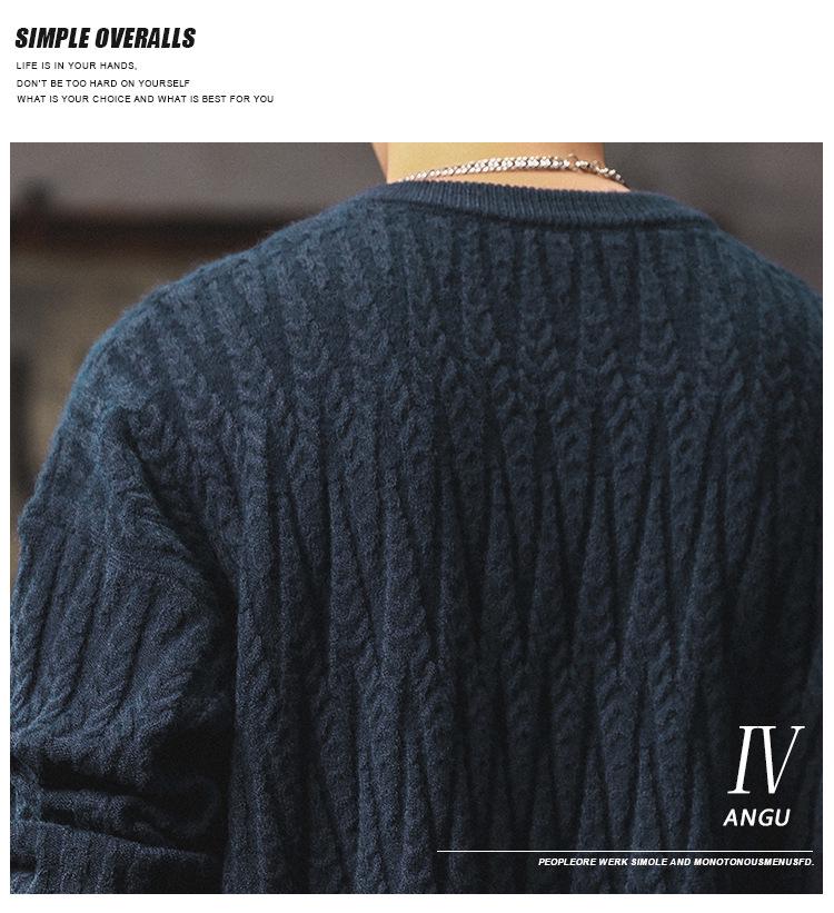 Men's Heavyweight Cable Knit Sweater - Warm, Trendy, Casual, and Versatile Round Neck Knitwear