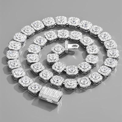11mm Quadrat Zirkon Rock Candy Diamant Kubanische Kette Schmuck
