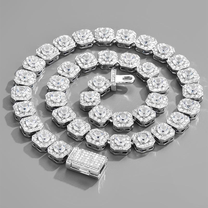 11mm Square Zircon Rock Candy Diamond Cuban Chain Jewelry