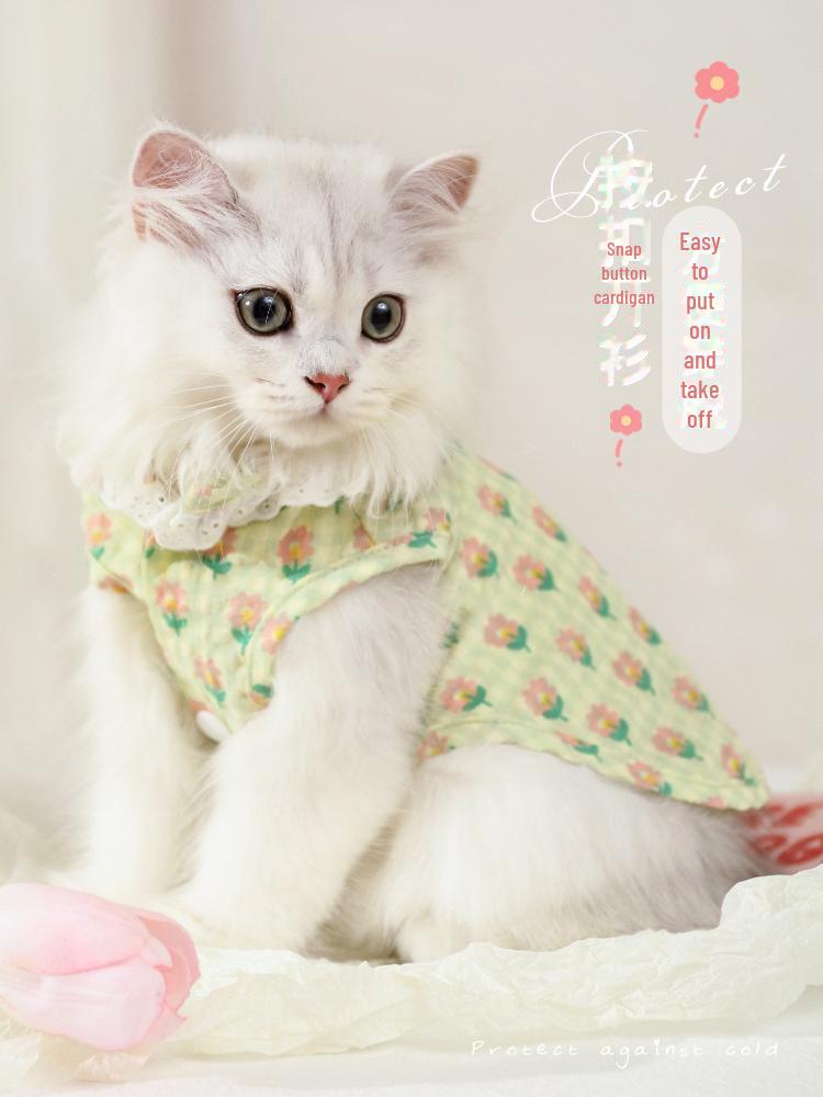 Colete fino para gatos de verão: Roupas azuis antiqueda para gatinhos fofos