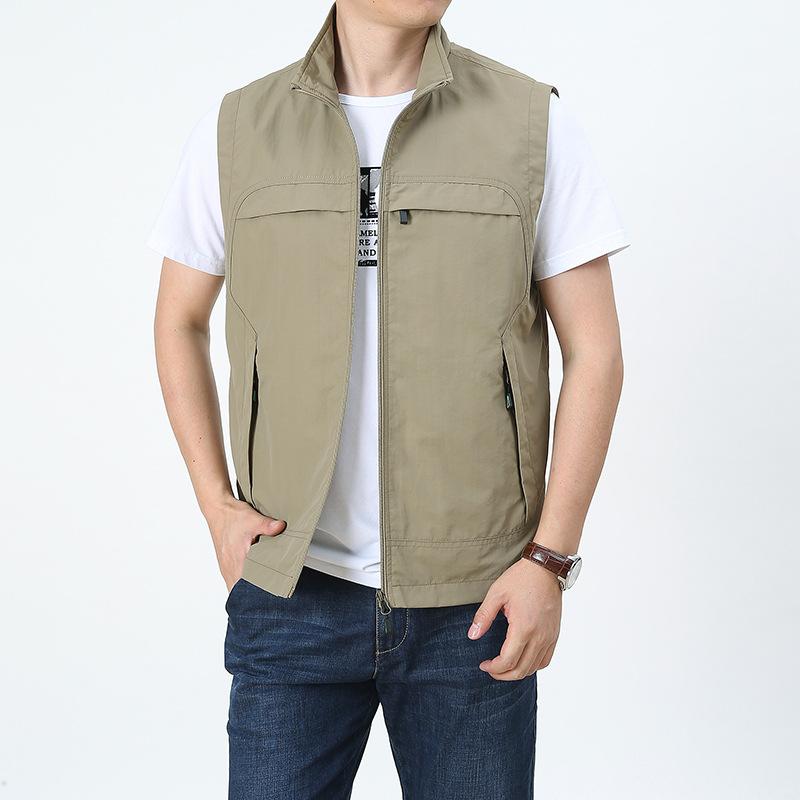 Spring Vest Men's Thin Plus Size Loose Vest Jacket Spring and Autumn Outdoor Mountaineering Tank Top Coat