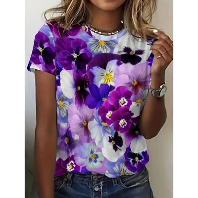 Summer Short Sleeved T-shirt Women's Casual Sports Top Cartoon 3D Printed Pattern Clothes