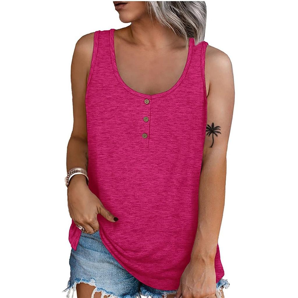 Women Summer 2022 Sleeveless Casual Solid Color O-Neck T-Shirt Tops Blouse