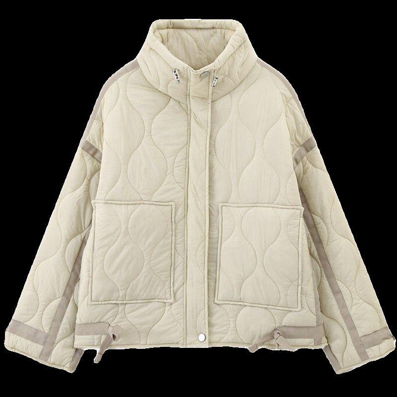 2024 Spring New Arrival Women's Stand Collar Quilted Embroidered Casual Cotton-Padded Jacket Loose Pockets Lightweight Cotton Coat Short Coat 2969050