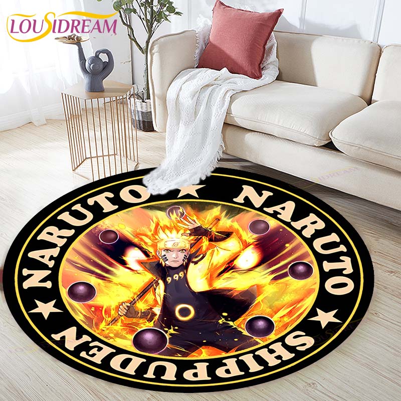 Cartoon Naruto Round Children Carpet Simplicity Animal Bunny Bee Pattern Children Flannel Carpet Baby Hand Print Carpet