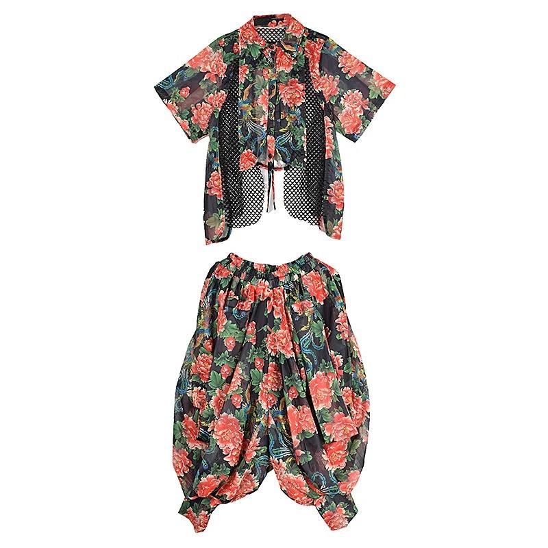 XITAO Hollow Out Asymmetrical Print Sets GYX1664