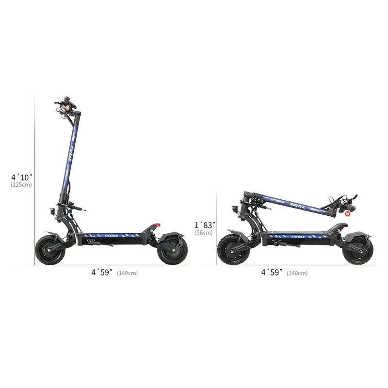 YUME HAWK Electric Scooter 10x3.15" Tubeless All-terrain Tire 1200W*2 Motor 60V 22.5Ah Battery 43mph Max Speed 43miles Max Range