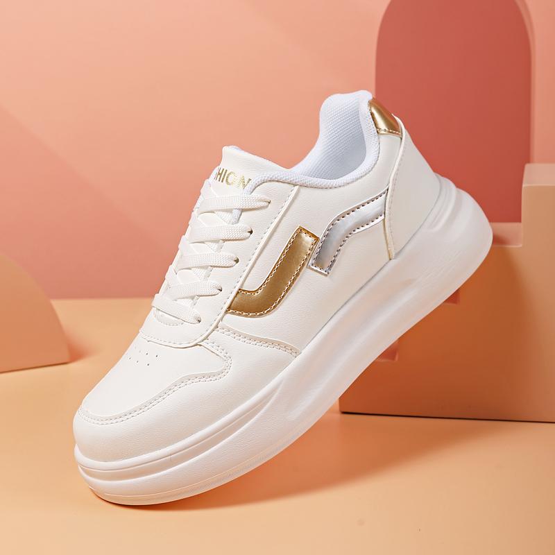 Sneakers Women White Shoes Women's PU Leather Sneakers Sports Shoes Flats Plus Size 36-42