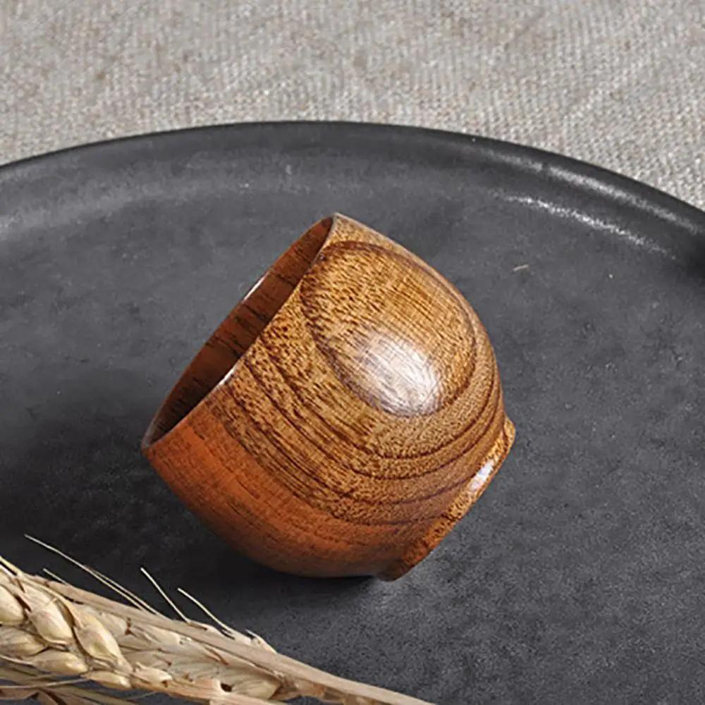 1 Stück Klassische Mini-Teetasse Umweltschutz Massivholzbecher Kleiner Holzbecher Textur Retro Teetasse