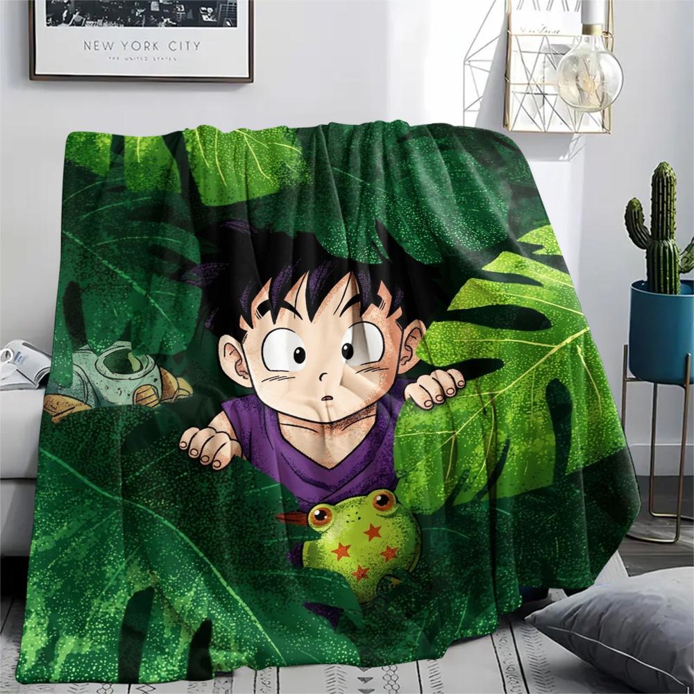 Dragon Ball Goku Comfortable Warm Print Flannel Blanket Fit Home Bedroom Sofa Chair Picnic Use.-TING