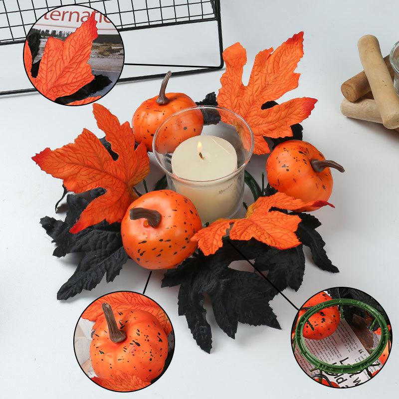 

Halloween Black Leaves Desktop Table Simulated Maple Leaf Ornament Artificial Pumpkin Unique Party Decoration
