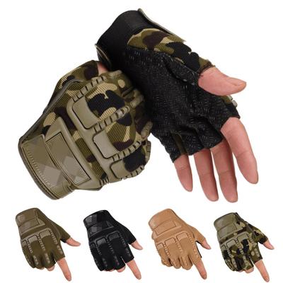 1 pár protišmykových priedušných vonkajších vojenských lezeckých airsoftových rukavíc s polovičným prstom