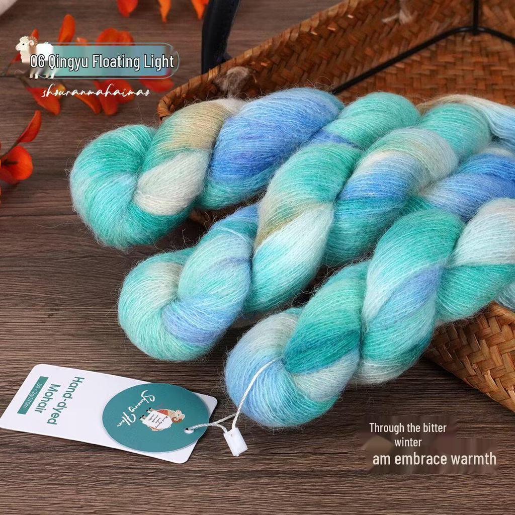 Hand-Dyed Gradient Mohair Silk Yarn for DIY Knitting and Fine Spinning