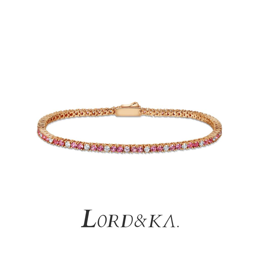 Gradient Pink Diamond 2mm Tennis Bracelet - High-End Light Luxury 925 Silver Starlight Design for Women