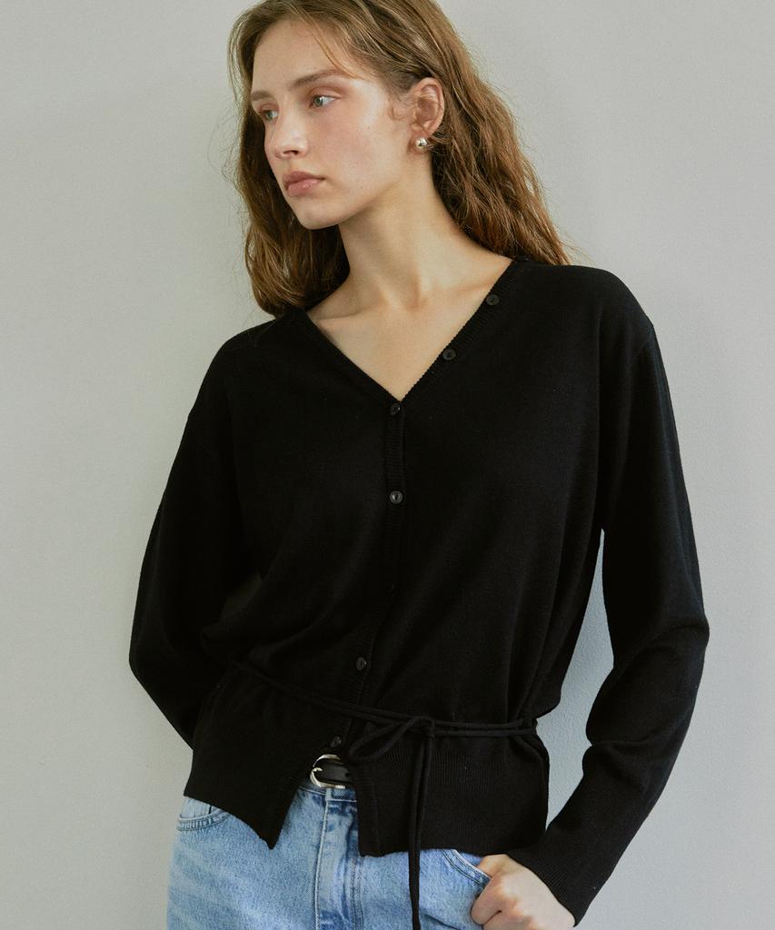 Ihr Button String Cardigan / Black