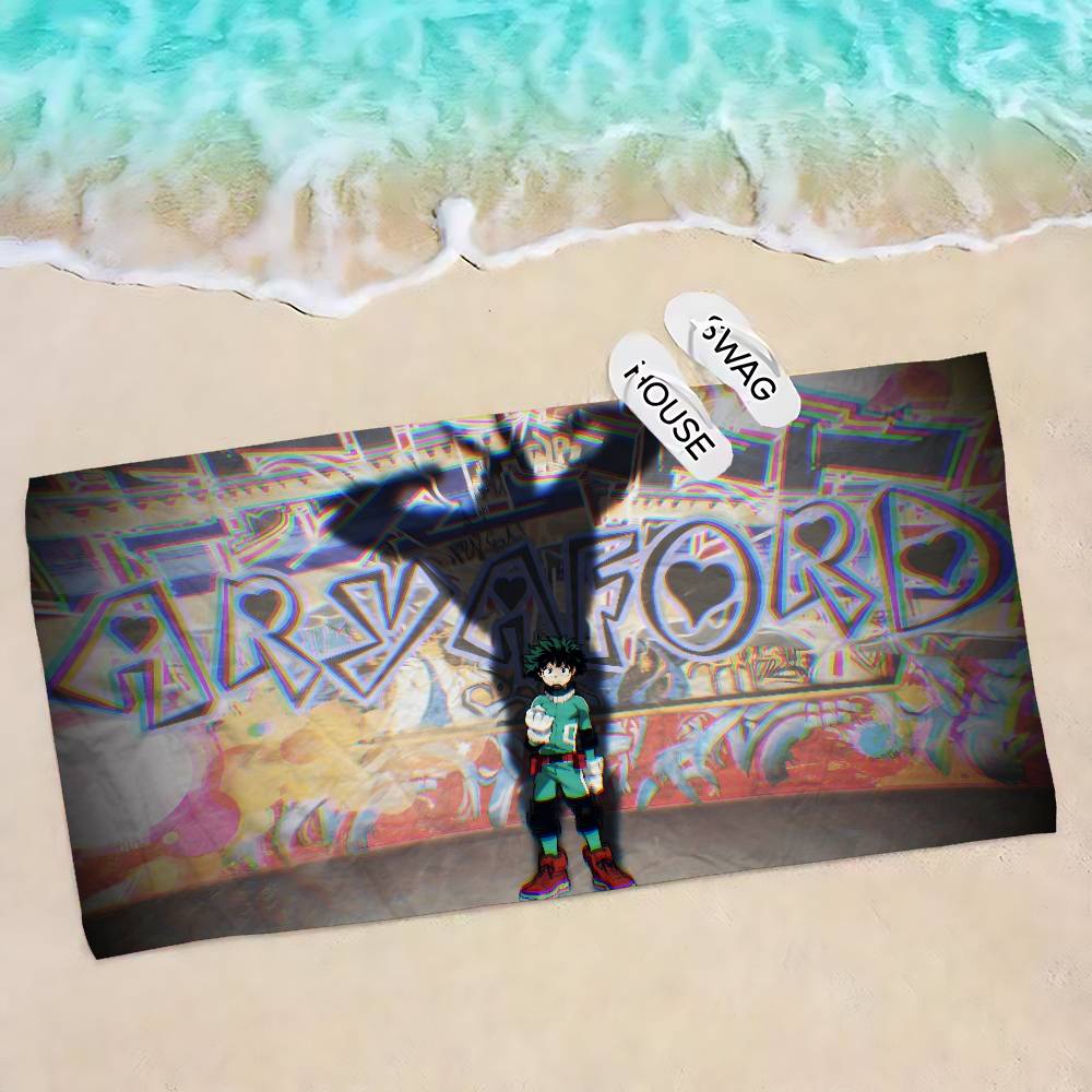 Anime M-My Hero Academia Microfiber Printed Beach Towel Mountain Climbing Yoga Beach Swimming Running Absorbent Soft Towel