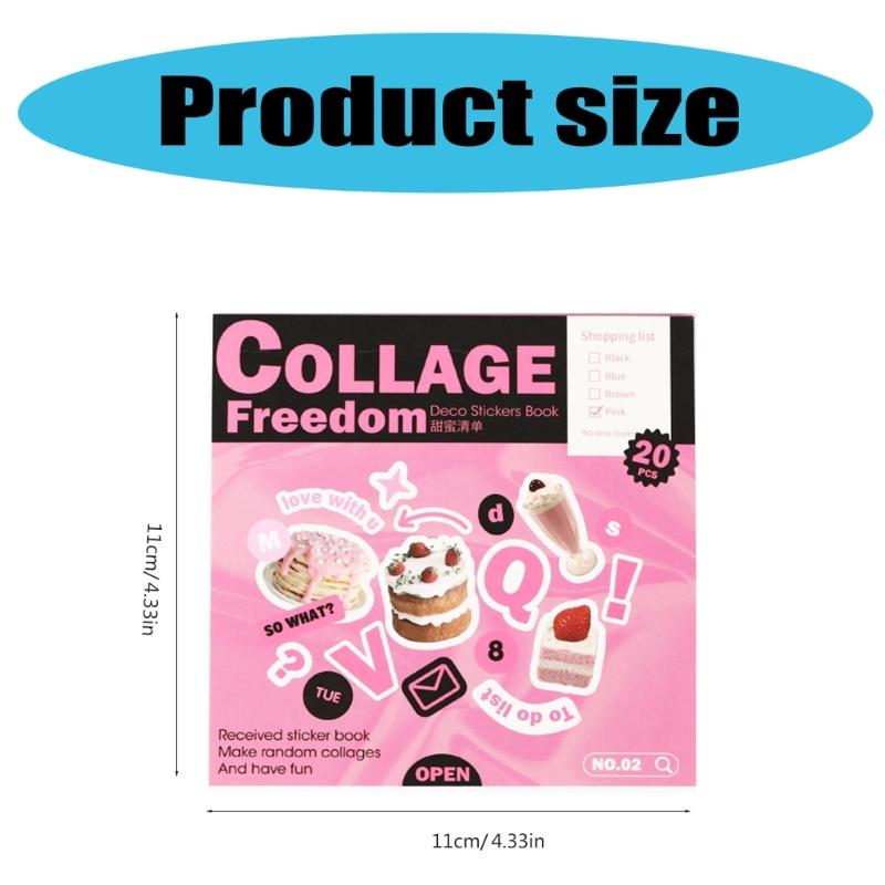 20 Blatt Scrapbooking-Sticker Ästhetische Dekorative Sticker Hintergrund-Sticker für Journal Album Planer Dekoration