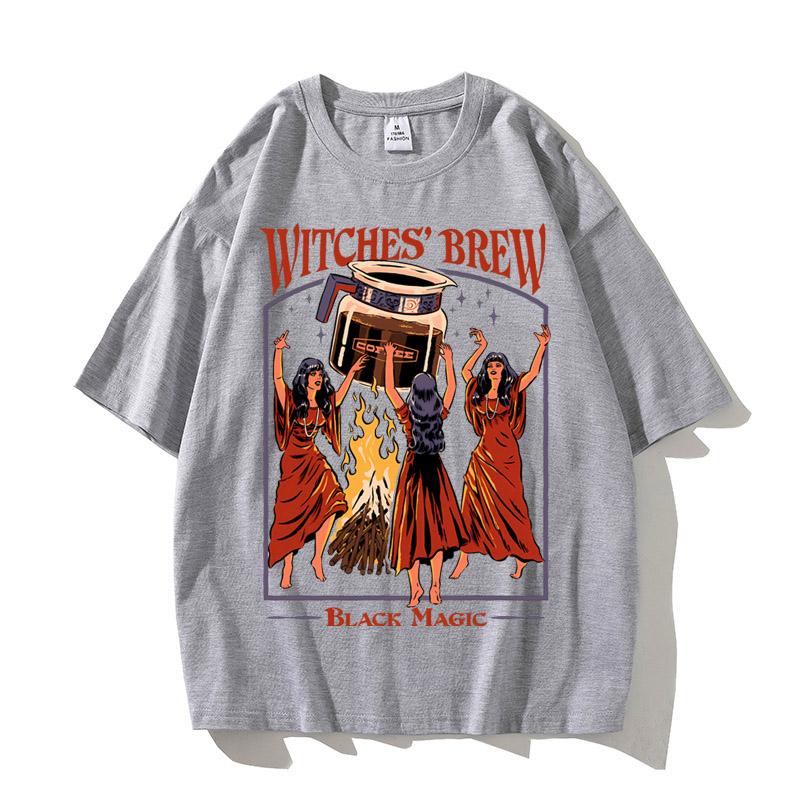 Halloween Hexentrank Kaffee Schwarze Magie Unisex T-Shirt Sommerkleidung Freizeitkleidung T-Shirt Hohe Qualität Baumwolle Atmungsaktive Oberteile
