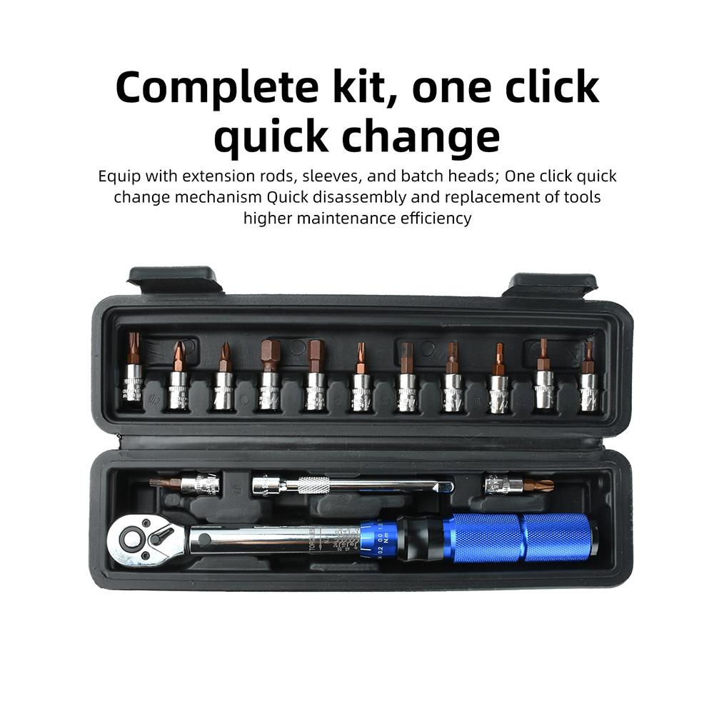 Bicycle Torque Wrench Set 1/4 Inch 2-24Nm Adjustable Reversible Bike Torque Wrench Bicycle Motorcycle Repair Tool