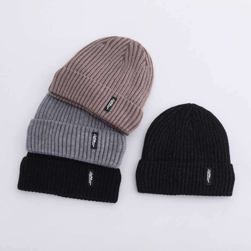 Autumn and Winter Hat Men's Plus Velvet Thickened Cold proof Knitted Hat Warm Wool Hat Windproof Cold Hat