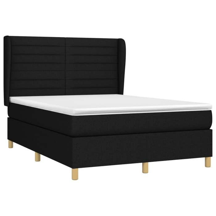 Maison Exclusive - Sommier à lattes de lit avec matelas Noir 140x190 cm Tissu