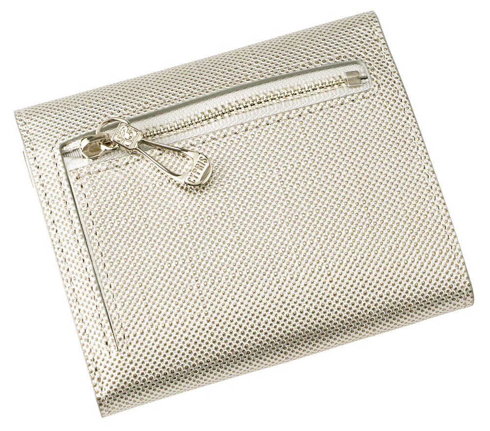 Cypris Pon Compact Honeycell Bifold Perfect Gift for 6461 Wallet, Women's Leather, Father's Day, Mother's Day, Birthday, Silver,